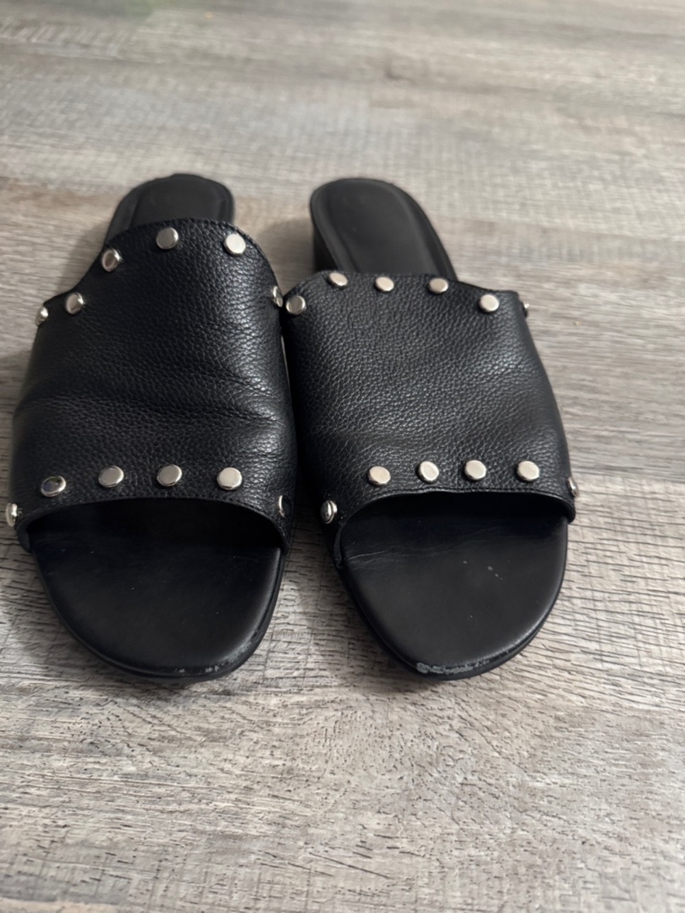 Brighton Black Studded Slide Mules - Picture 2 of 9